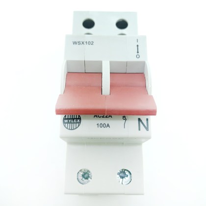 Wylex WSX102 AC22A 100A 100 Amp 2 Double Pole Isolator Main Switch Disconnector